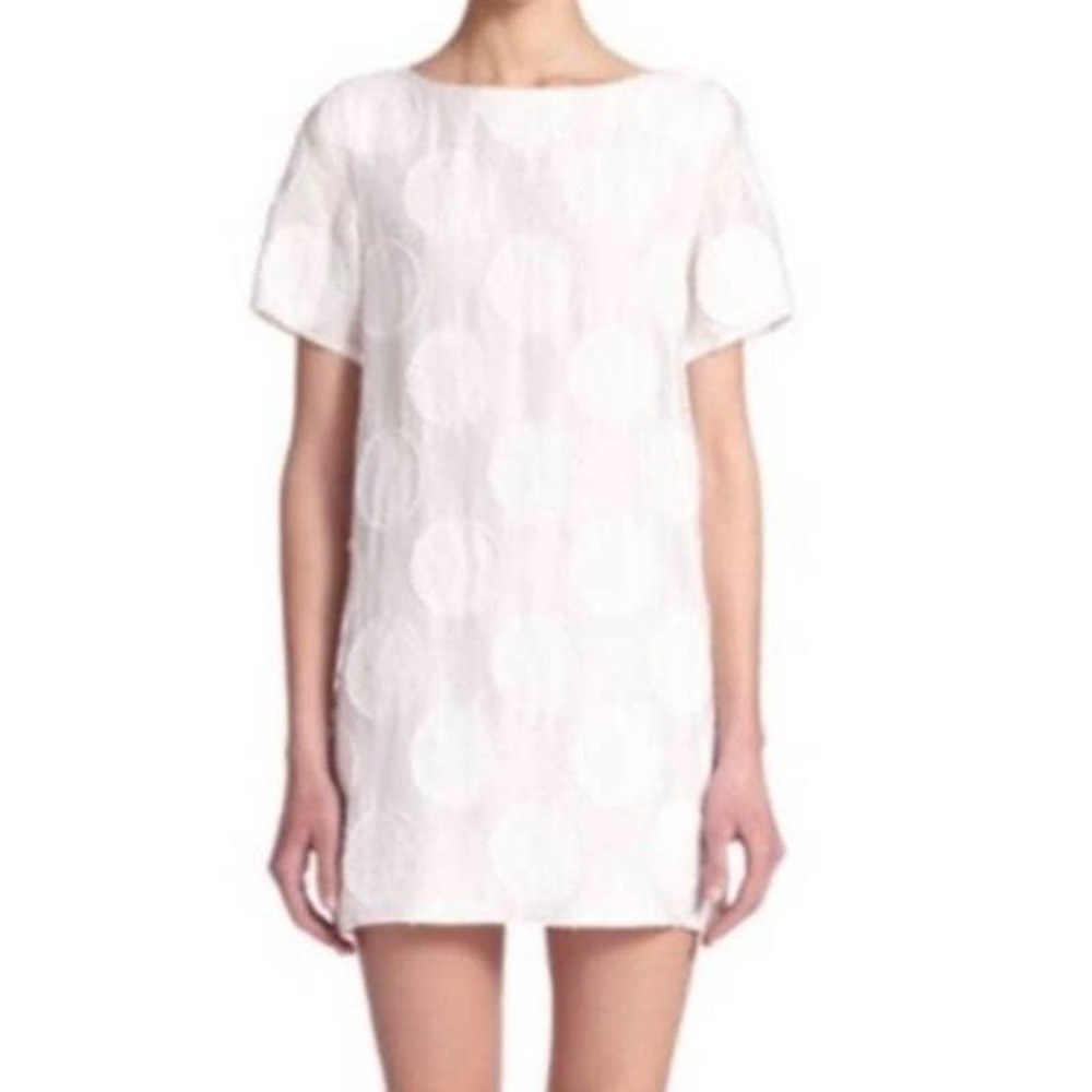 Alice + Olivia Jacquard Circle Short Sleeve Mini T-Shirt Dress White Women's 0